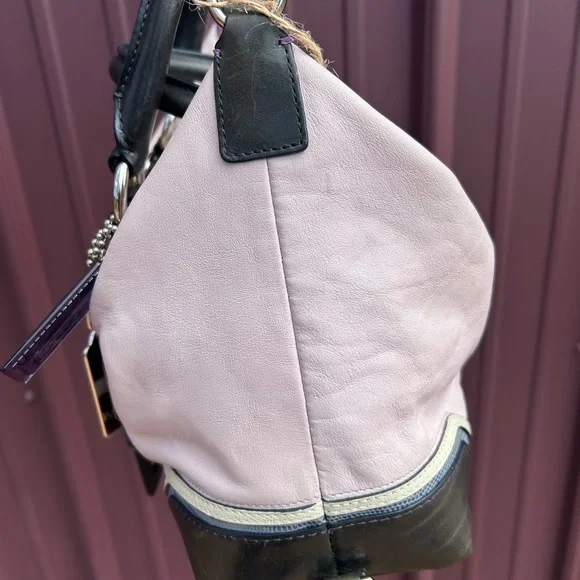 Coach Madison Sabrina Spectator Handbag Purple & Cream Satchel Purse - Picture 2 of 12